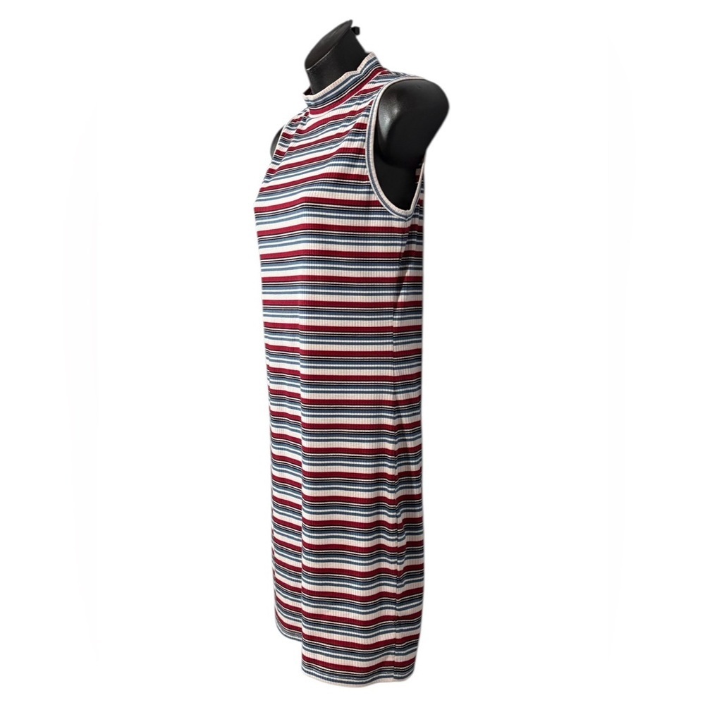 Twik by Simons, Ribbed Striped Sleeveless Dress, Large, Blue, Red, White - Picture 7 of 10